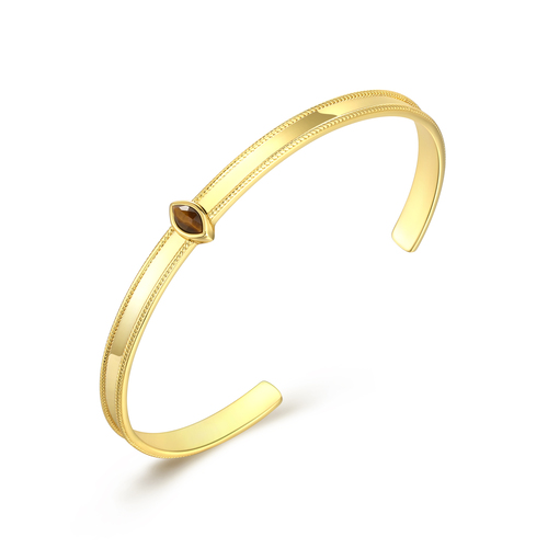 Tiger's Eye Brass Bangle