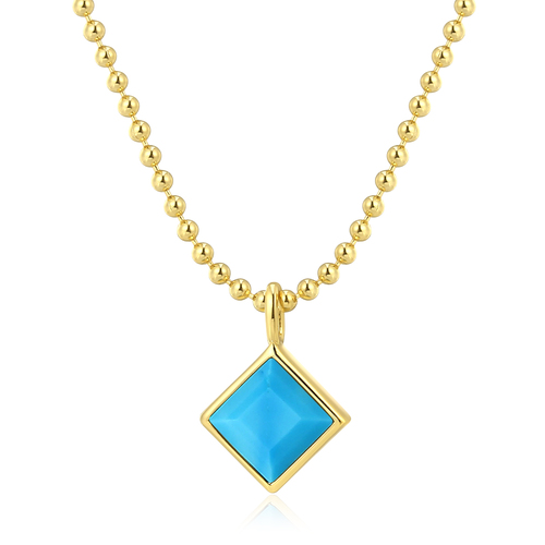 Turquoise Pendant Brass Necklace