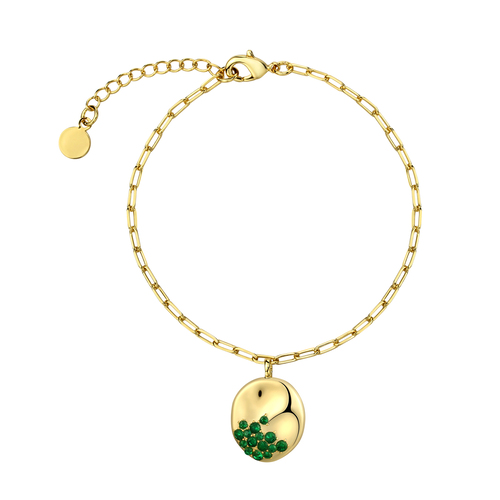 Gemstone Pendant Brass Bracelet